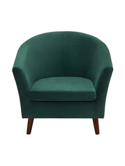 modern furniture, interior, home design in minimal style. green fabric armchair