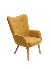 modern furniture, interior, home design in minimal style. orange fabric armchair