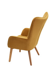 modern furniture, interior, home design in minimal style. orange fabric armchair