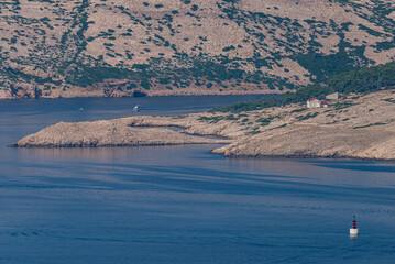 Rab Island and beautiful blue Adriatic Sea. View from Zavratnica beach.