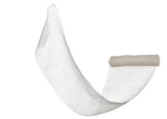 New, natural medical bandage roll,  isolated isolated on white, clipping path