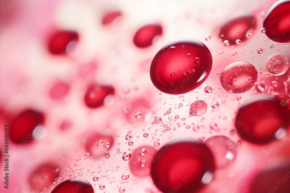 Poster abstract close up of blood cells in blurred background with copy space for text placement