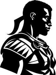 Gladiator silhouette icon in black color. Vector template for laser cutting wall art.