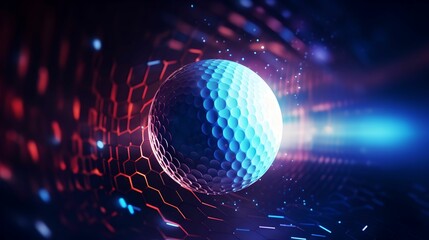 Dynamic Abstract Background with Digital Grid Golf Ball, blurred, lines, wireframe, futuristic