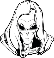 Vector outline alien head vector illustration design - 686613631