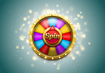 Wheel of fortune. Spinning lucky roulette on a light background. Vector illustration.