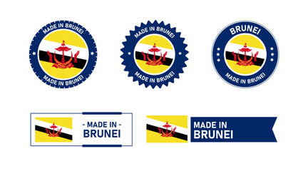 Brunei flag, Made in Brunei. Tag, Seal, Stamp, Flag, Icon vector