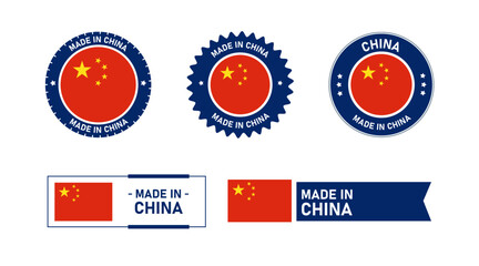 China flag, Made in China. Tag, Seal, Stamp, Flag, Icon vector