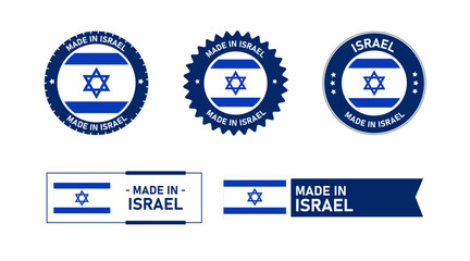 Israel flag, Made in Israel. Tag, Seal, Stamp, Flag, Icon vector