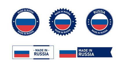 Russia flag, Made in Russia. Tag, Seal, Stamp, Flag, Icon vector