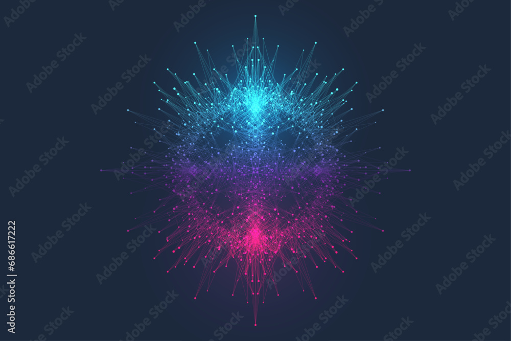 Aufkleber Quantum Computing Idea Design Element Concept. Deep Learning Artificial Intelligence. Generative AI. Big Data Algorithms Visualization For Business, Science Presentations, Posters, Covers