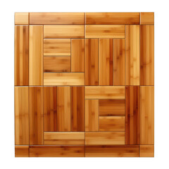 Sustainable Bamboo Flooring Tile Isolated on Transparent or White Background, PNG
