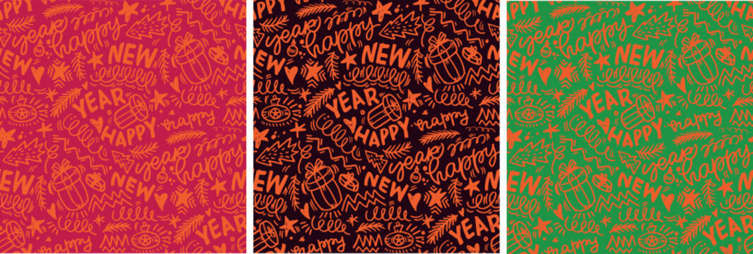 Merry Christmas and happy new year - cute postcard.New year holiday greeting card.  Lettering label for poster, banner, web, sale, t-shirt design. 2024