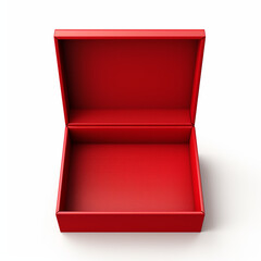 Blank red box open on white background - obrazy, fototapety, plakaty