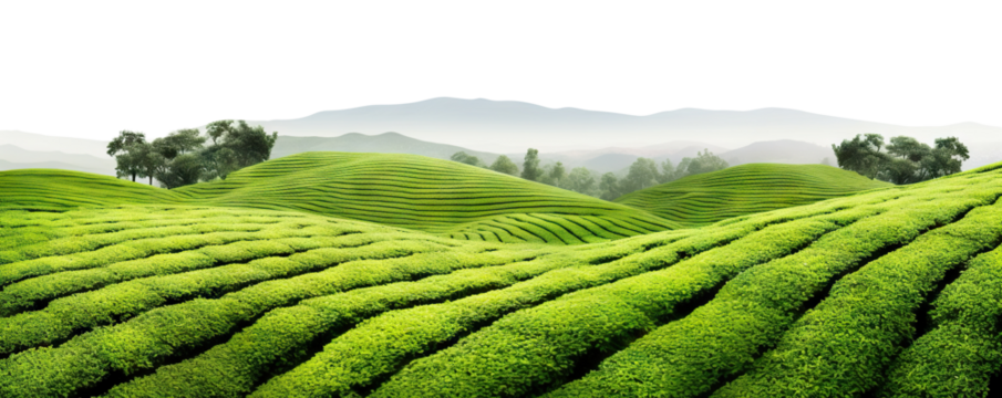 Picturesque tea plantation, cut out