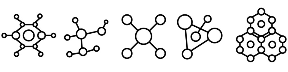 Structure and Substance molecule. Collection of modern molecule outline icons. Molecule or formula icon.
