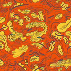 Decorative nature seamless colorful pattern with abstract leaves