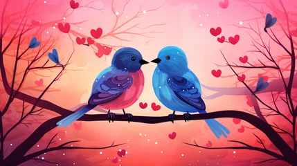 Wandcirkels plexiglas Two birds in love. © Cybonix