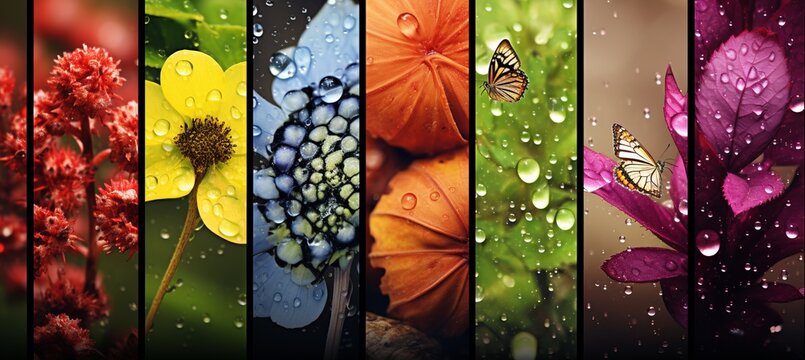 Vibrant and colorful collage of four seasons nature photos in bright and captivating colors