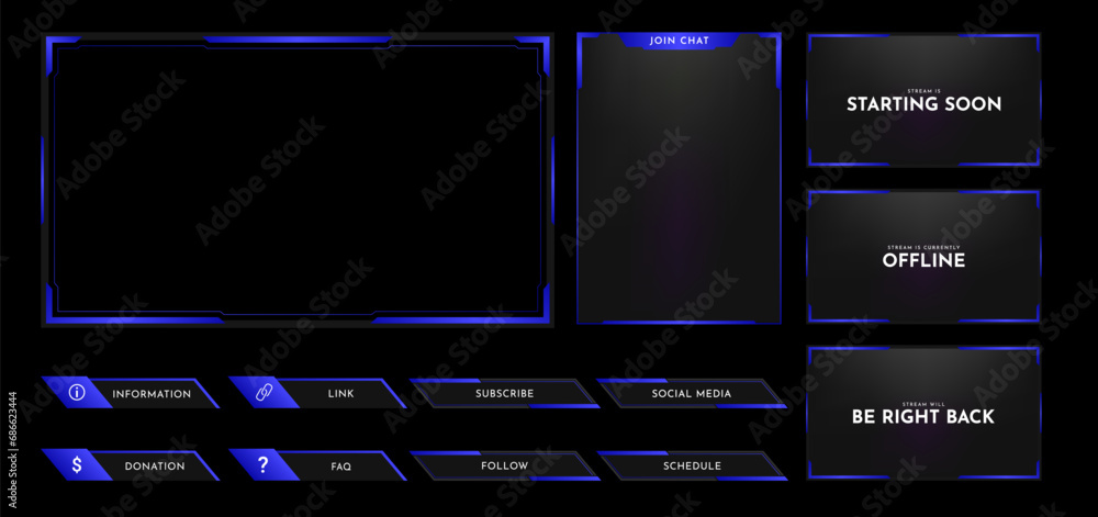 Canvas Prints live stream overlay panel design template. futuristic digital streaming screen interface. online gam
