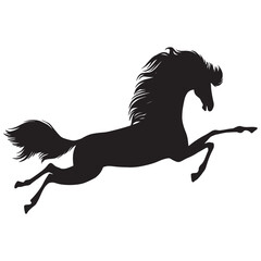 Drawing the black silhouette of standing horse on a white background - 686623614