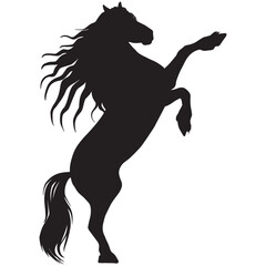 Drawing the black silhouette of standing horse on a white background - 686623621