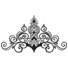 Ethnic indian line art element in mehendi ethnic style on a white background, mehendi template - 686623630
