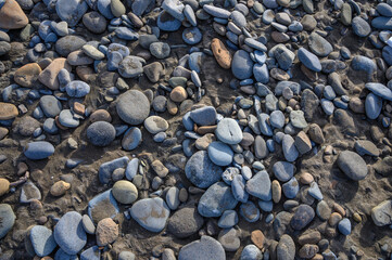 sea ​​pebbles on the sand of the beach 1