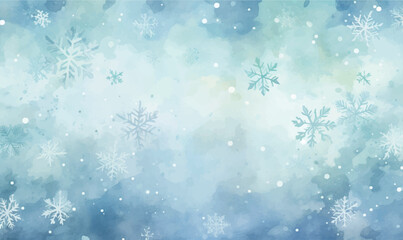 watercolor christmas background with snowflakes