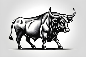 vector style line drawing of a large bull cow