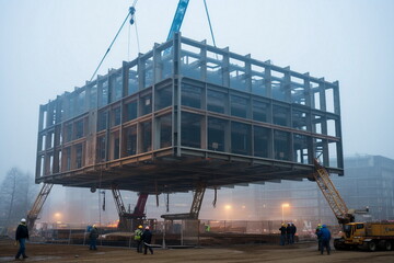 building module taken by crane