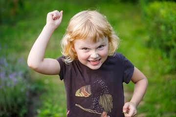 Little Angry Girl Swinging Her Fist