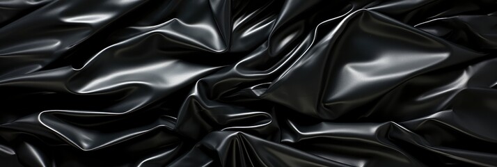 Black Crumpled Creased Plastic Poster Texture , Banner Image For Website, Background, Desktop Wallpaper