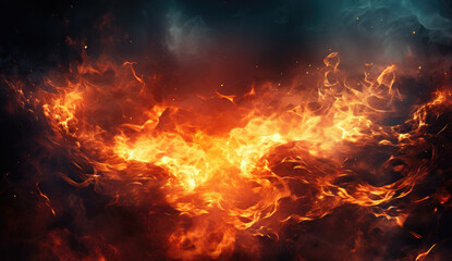 Fototapeta premium Fierce fire fills the entire screen