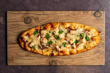 BBQ chicken flat bread pizza