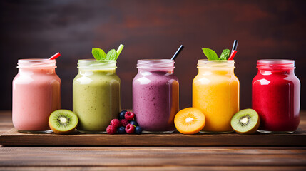 Set of fruit smoothies, healthy fruit smoothies
