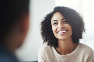 Supportive Counseling: Expert therapist in action, fostering genuine compassion and comforting smiles during a candid group session on the importance of mental health
