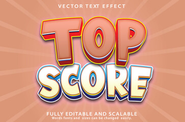 Vector top score editable text effect vector 3d style with background
