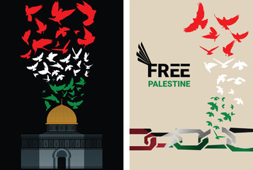 Free Palestine vector social media template