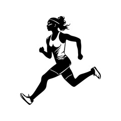 woman running marathon with art format
