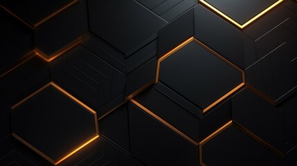 Illustration gold geometric hexagon three dimension abstract background. AI generated image