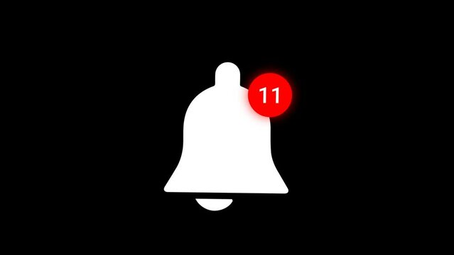 Missed call . Animation of a bell on a transparent background. Alpha channel