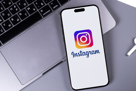 Instagram logo mobile app on a screen smartphone iPhone. Instagram is a photo-sharing app for smartphones. Batumi, Georgia - November 7, 2023
