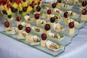 canape on the buffet table close-up