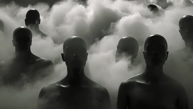 白い煙に巻かれるマネキン,Generative AI 