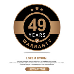 49 Year warranty vector art illustration in emas color with fantastic font and white background. Eps10 Vector