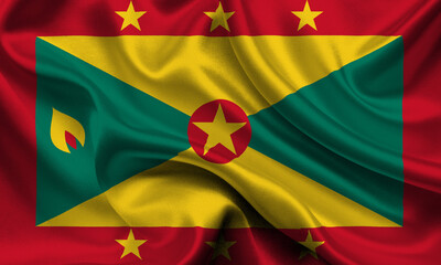 High detailed flag of Grenada. National Grenada flag. North America. 3D illustration.