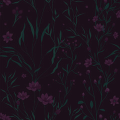 Floral vector pattern on a dark background - 686641015