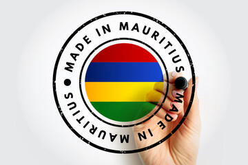 Made in Mauritius text emblem stamp, concept background