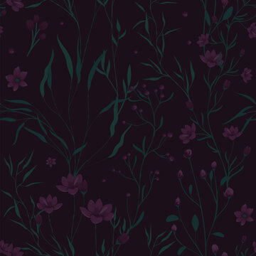 Floral vector pattern on a dark background